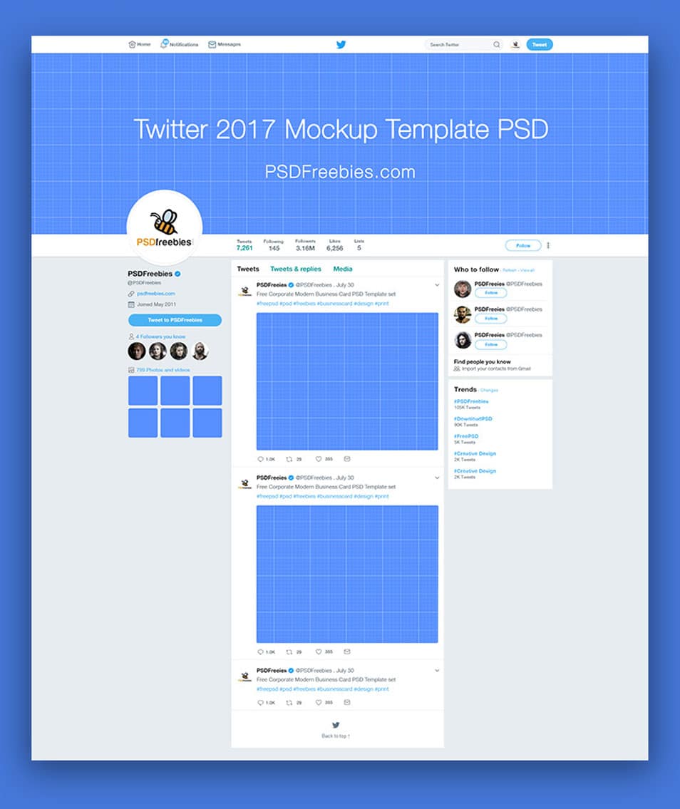 Twitter Mockup Template Free PSD