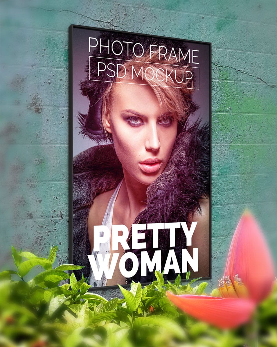 Wall Photo Poster Mockup PSD