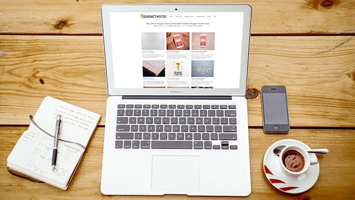 Wood Table MacBook Air Mockup