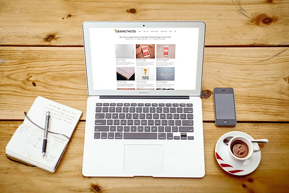 Wood Table MacBook Air Mockup