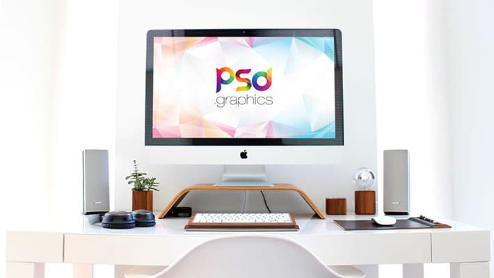 iMac Workspace Mockup Free PSD