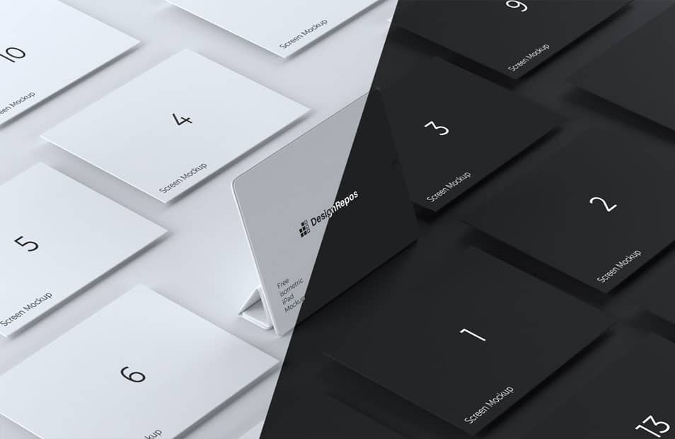 iPad Mockup with Isometrice Screens