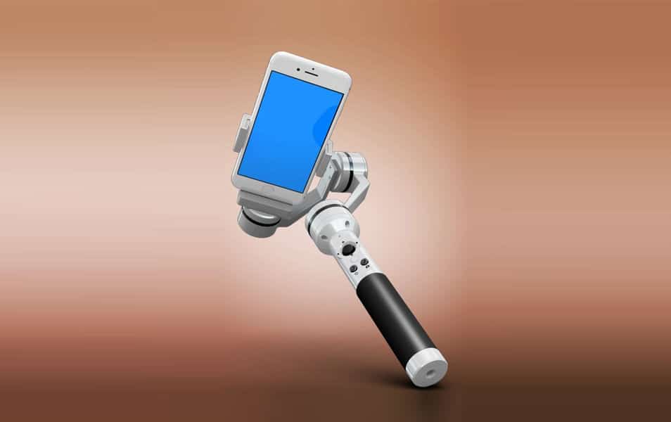 iPhone 7 with Selfie Stick Mockup