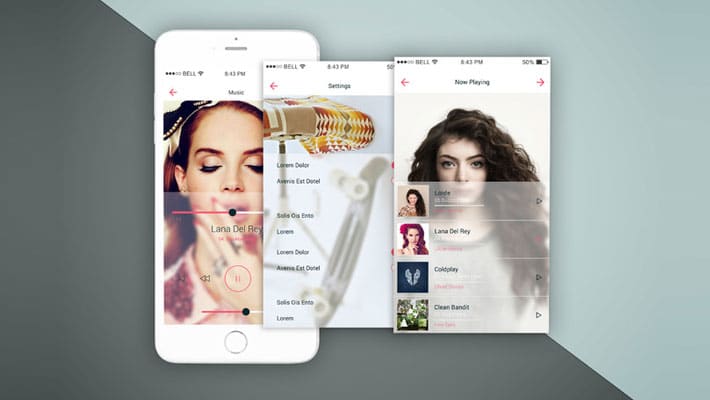 iPhone Three Screens Top View Mockup