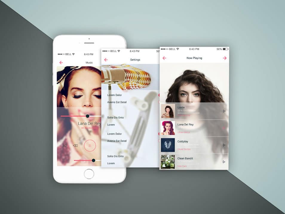 iPhone Three Screens Top View Mockup
