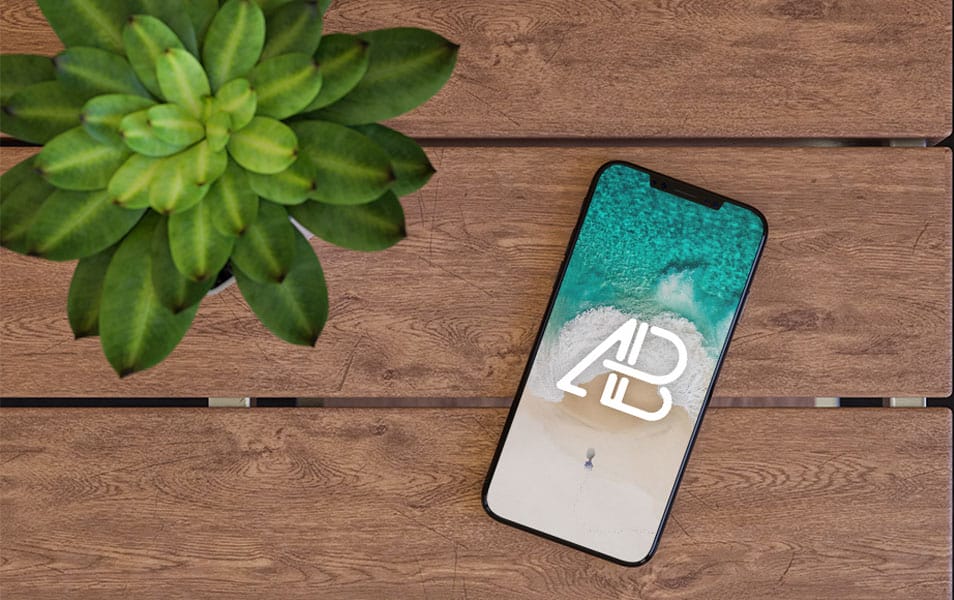 iPhone X On Table Mockup