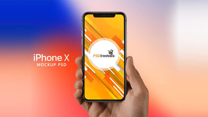 iPhone X in Hand Mockup Free PSD