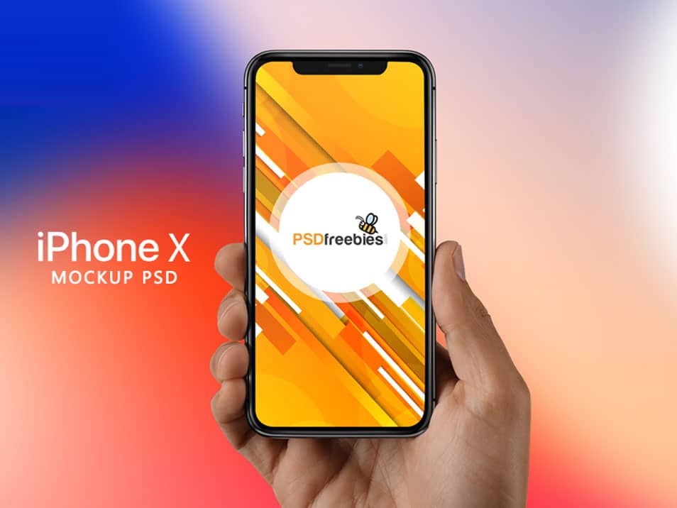 iPhone X in Hand Mockup Free PSD