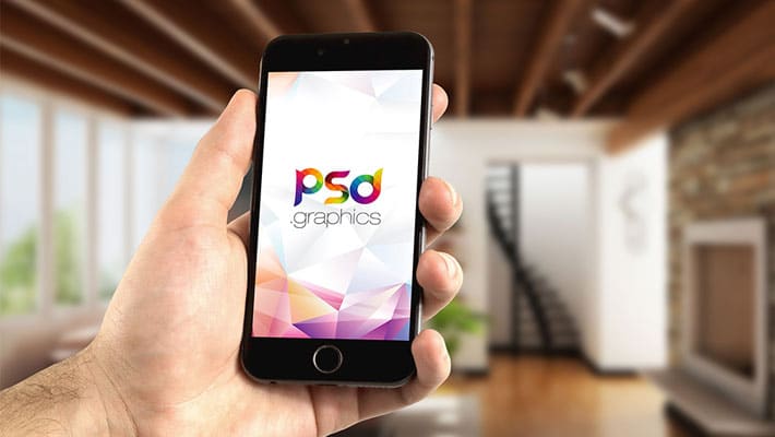 iPhone in Hand Mockup PSD