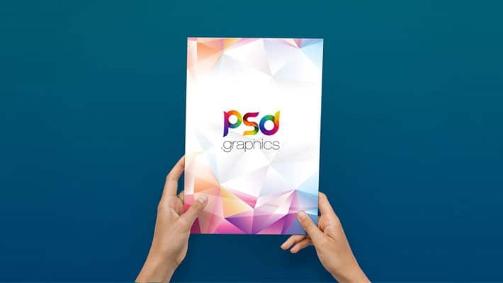 A4 Flyer in Hand Mockup Free PSD