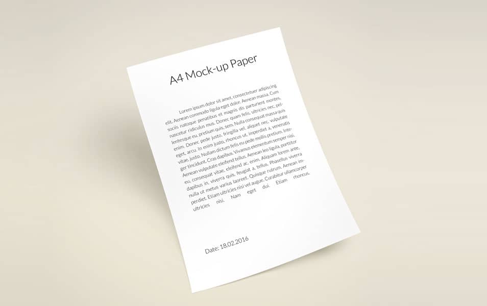 A4 Paper Mockup