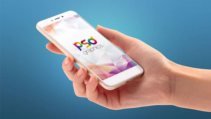 Android Smartphone in Hand Mockup Free PSD