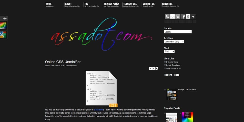 Assadotcom Online CSS Unminifier