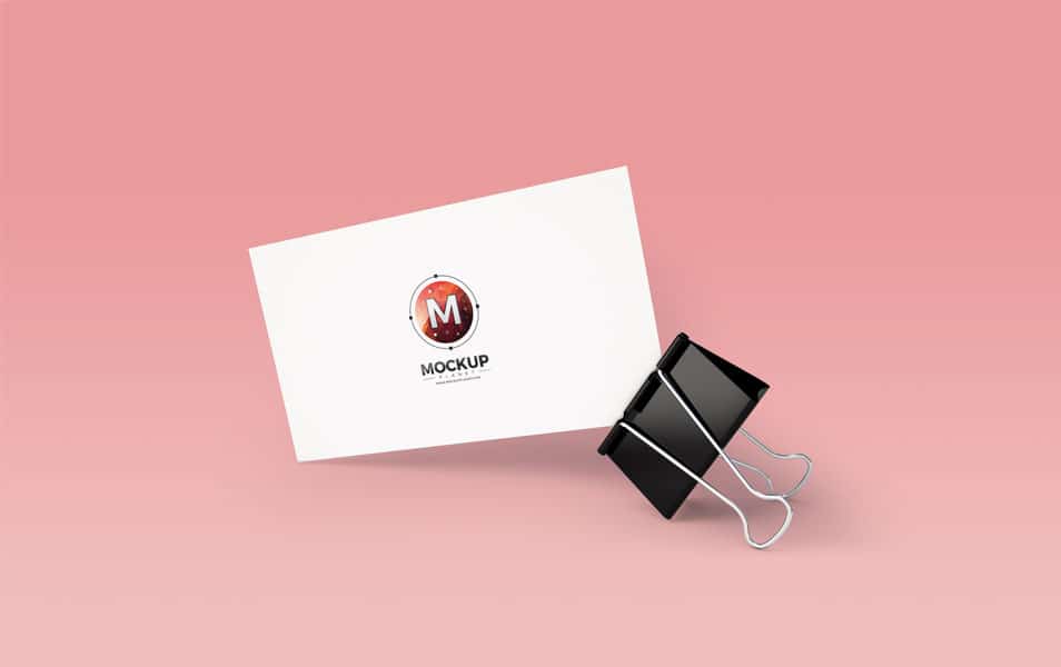 Business Card With Clip Mockup PSD