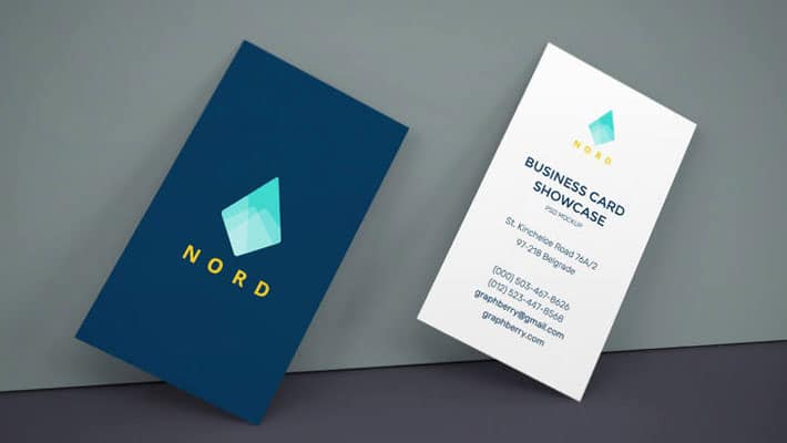 Business Cards On Wall Mockup