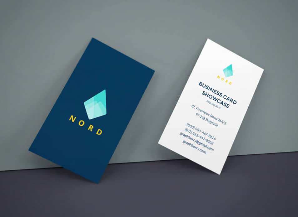 Business Cards On Wall Mockup