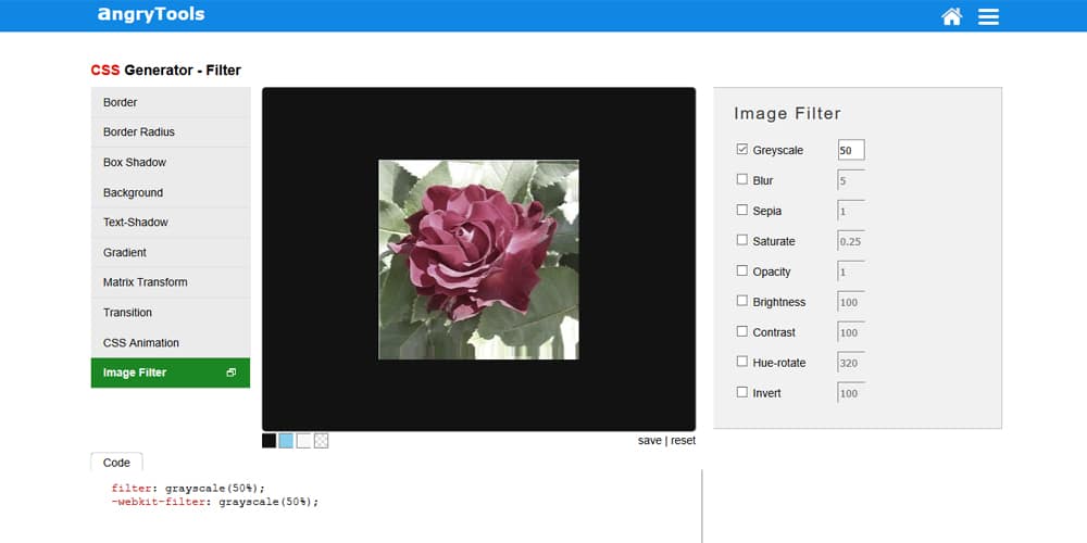 CSS Filter Generators & Libraries 2 CSS Filter Generator