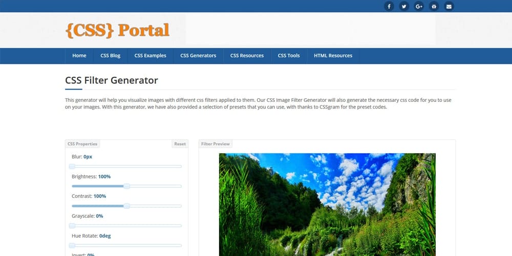 CSS Filter Generators & Libraries 1 CSS Portal CSS Filter Generator