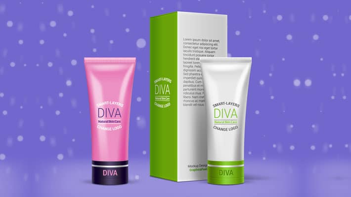 Cosmetic Cream Tube & Box Mockup