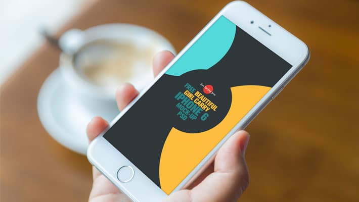 Free Beautiful Girl Carry iPhone 6 Mock-up PSD