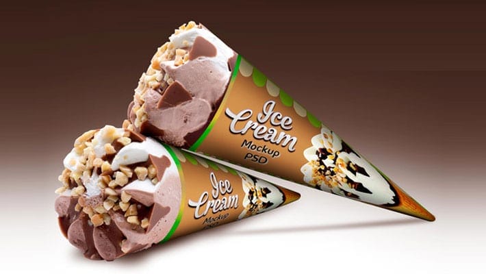 Free Cone Ice Cream Packaging Mock-up PSD