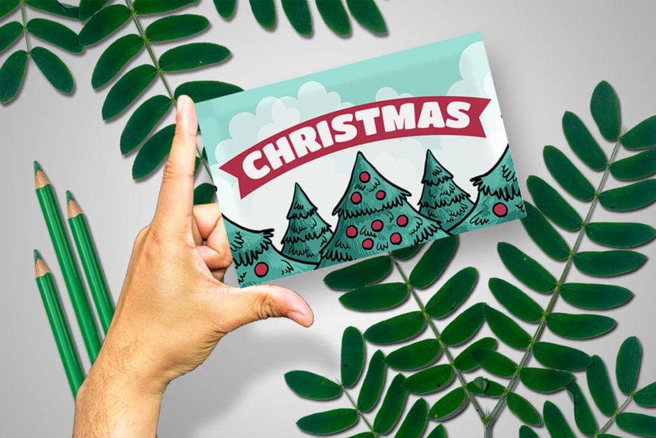 Free Hand Holding Card Mockup PSD