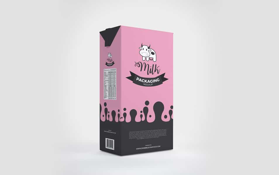 Free Milk Box Packaging Mockup
