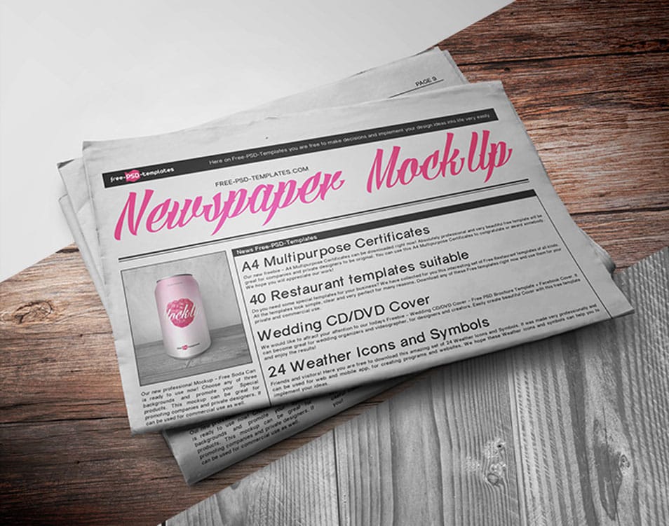 Free Newspaper Mock-up in PSD