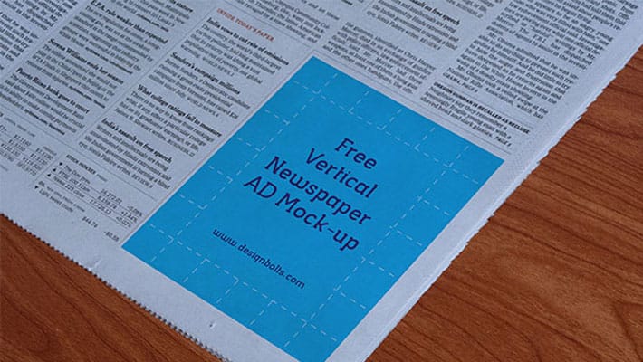 Free Newspaper Vertical Ad Mockup PSD