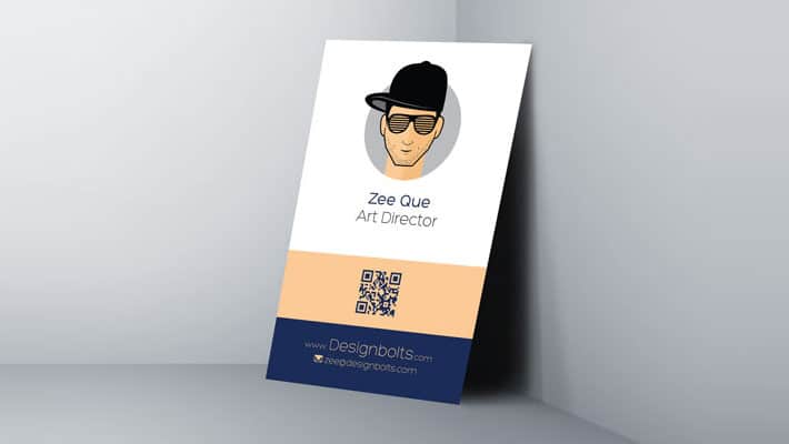 Free One Sided Vertical Business Card Design Template