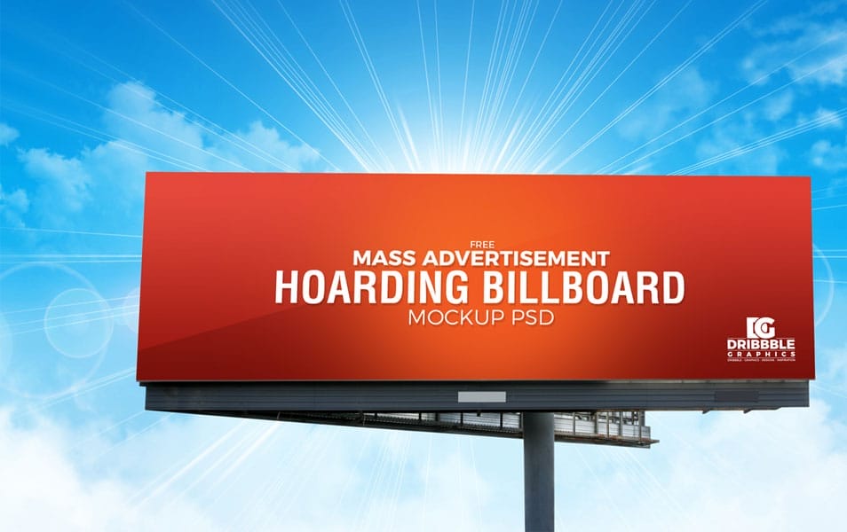 Free Outdoor Mass Advertisement Hoarding Billboard Mockup PSD