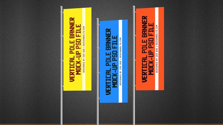 Free POS Vertical Flag / Pole Banner Mock-up PSD