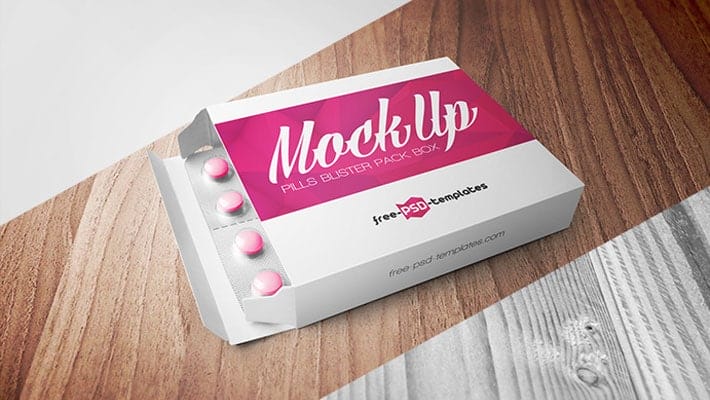 Free Pills Blister Pack Box Mock-up in PSD