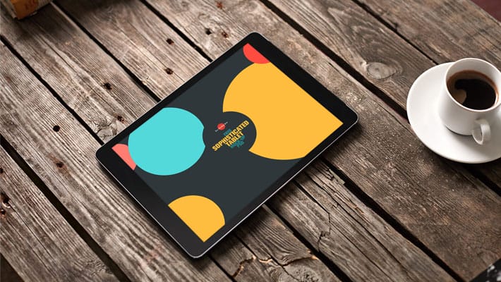 Free Sophisticated Tablet Mock-up on Wooden Background