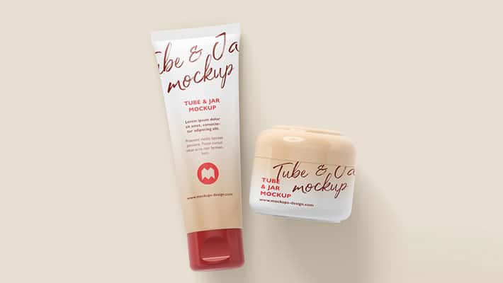 Free Cosmetic Tube and Jar Mockup
