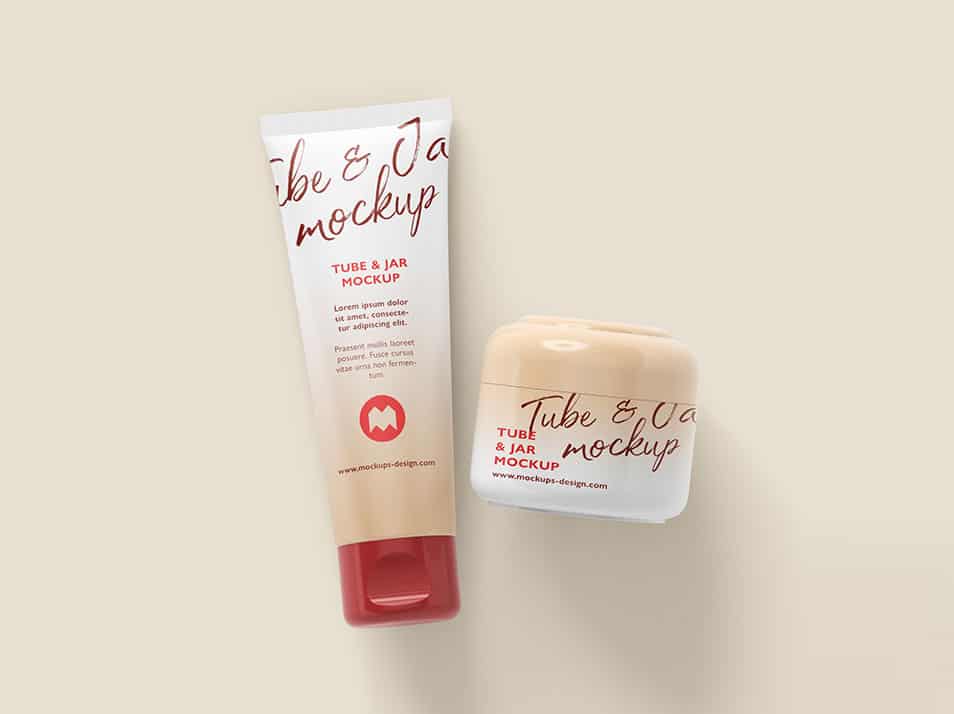 Free Cosmetic Tube and Jar Mockup