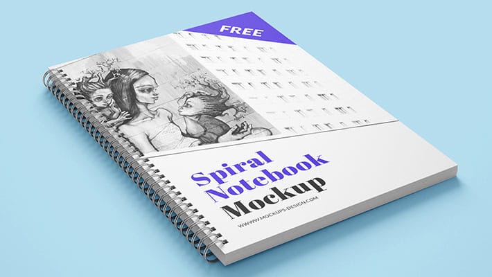 Free Spiral Notebook Mockup