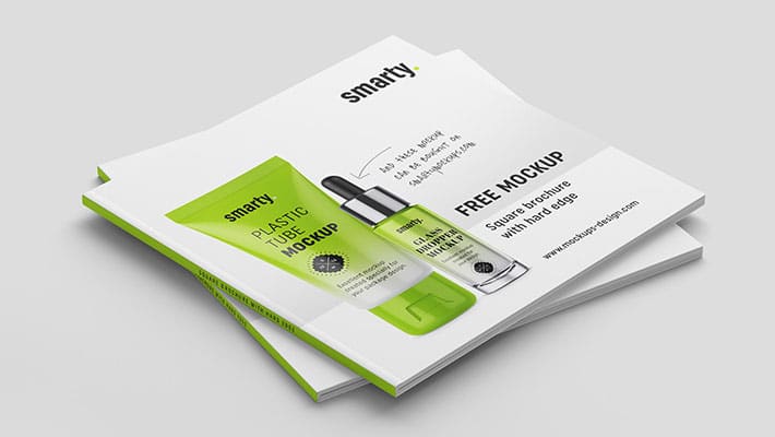 Free Square Brochure with Hard Edge Mockup