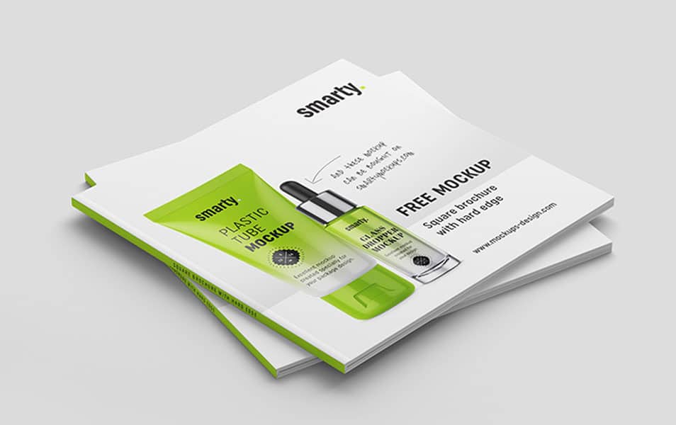 Free Square Brochure with Hard Edge Mockup