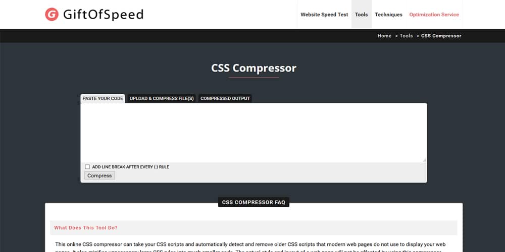 Giftofspeed CSS Compressor