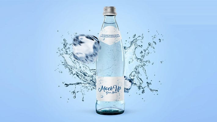 Glass Bottle for Water PSD Mockup