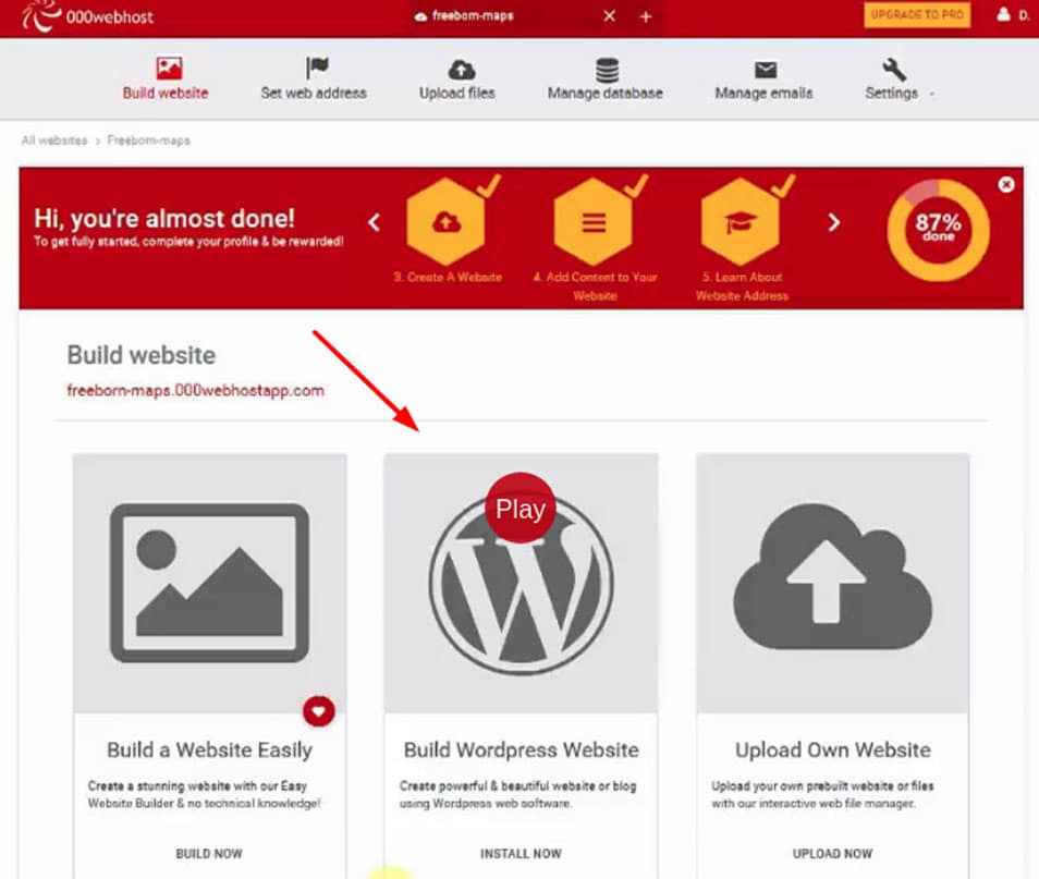 Installation of WordPress on 000webhost