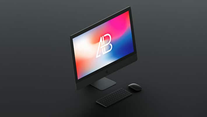Isometric Matte Black iMac Pro Mockup