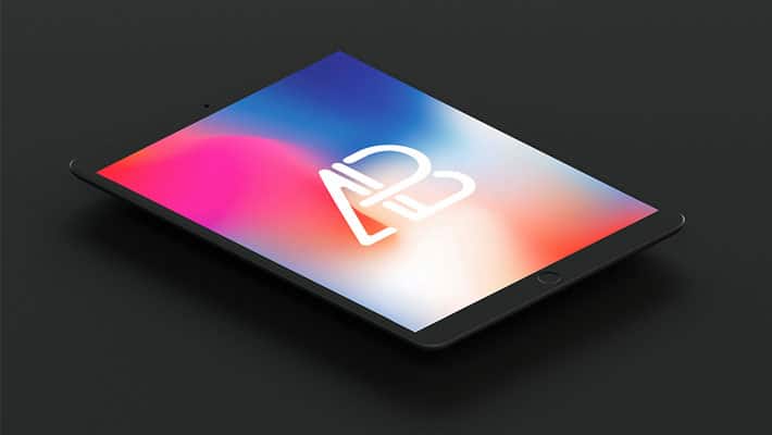Isometric Matte Black iPad Pro 10.5 Mockup