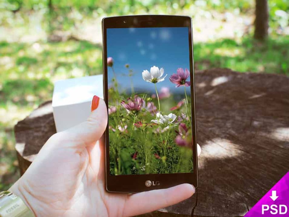 LG G3 Smartphone Floral Mockup