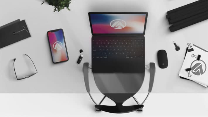 Macbook and iPhone X Black Scene Creator