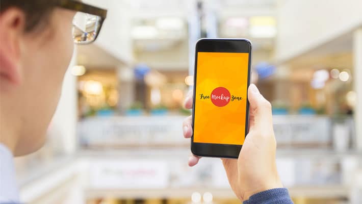 Man with Smartphone Closeup Mock-up