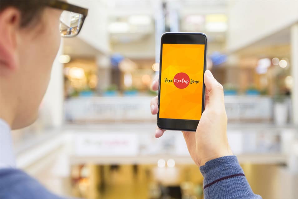 Man with Smartphone Closeup Mock-up