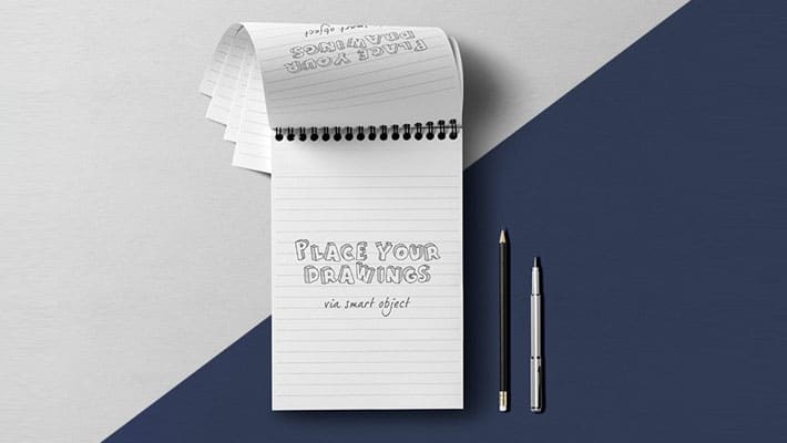 Notepad Overhead View Mockup