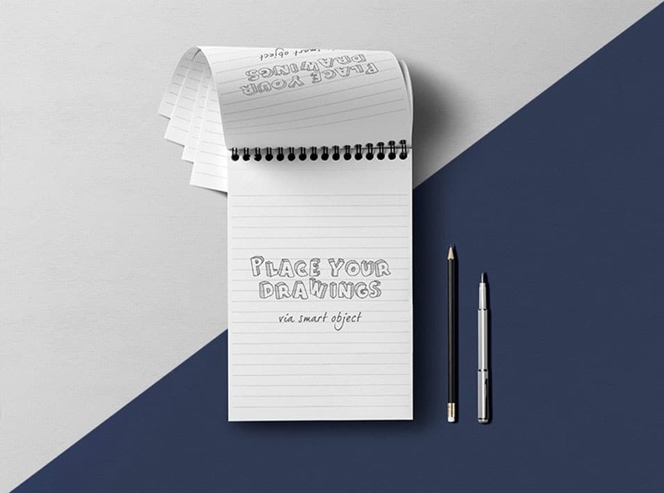 Notepad Overhead View Mockup